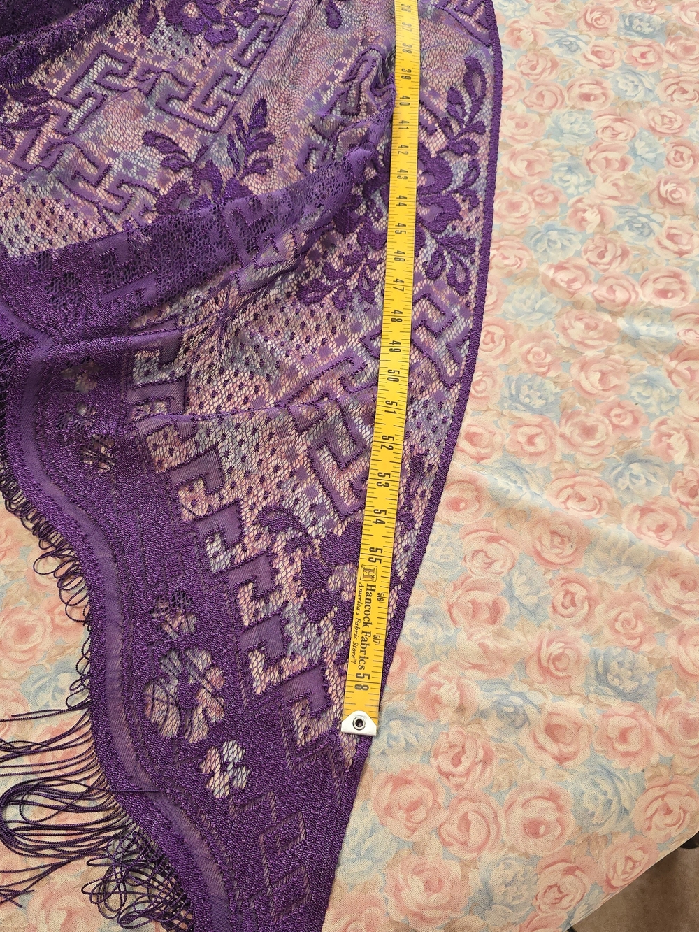 Elegant Purple Lace Fringe Shawl Wrap - Women's Scarf - Picture 4 of 5